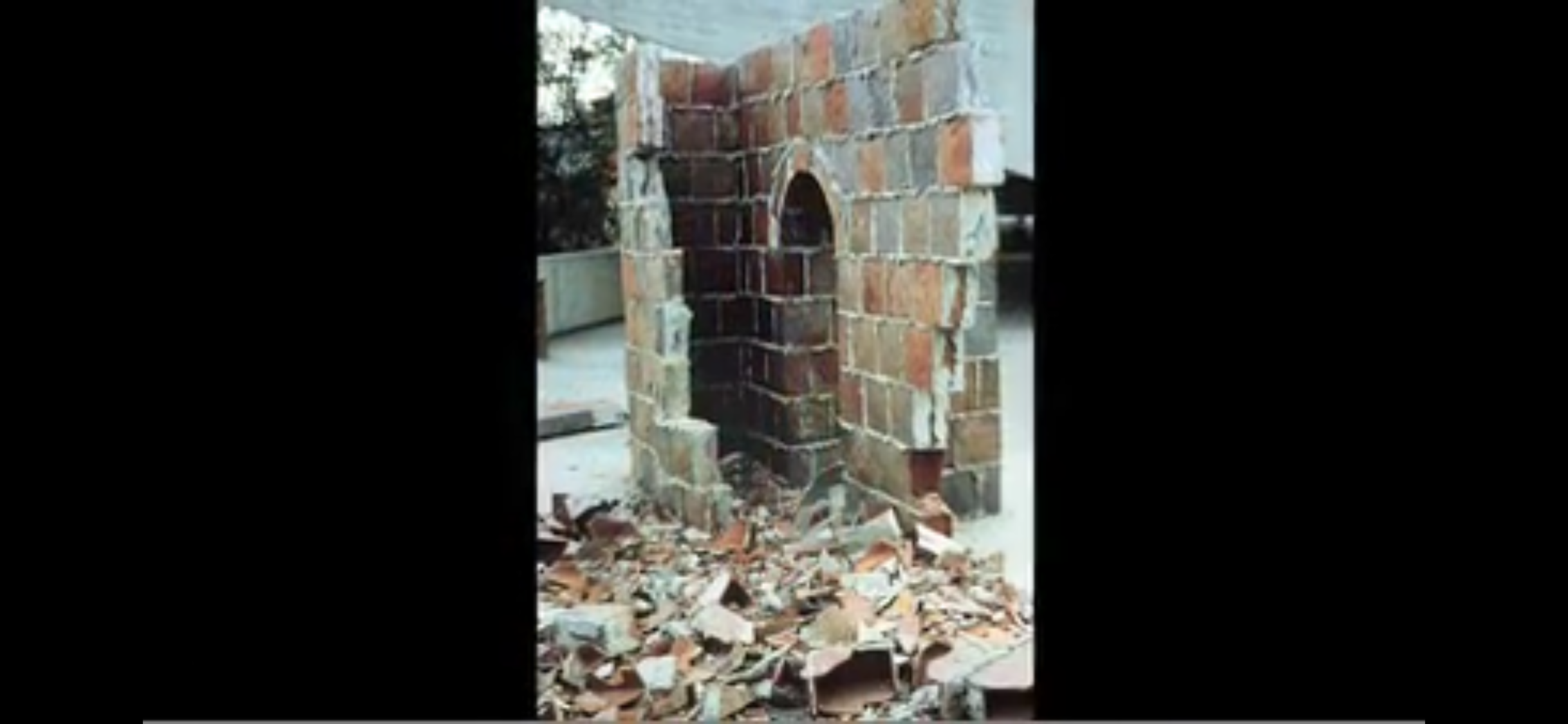 Brick archway sculpture, corner view